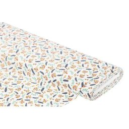 Tissu coton ""plantes"", blanc/multicolore