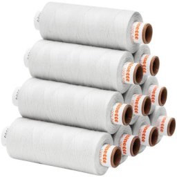 buttinette Lot de 10 bobines de fil à coudre universel, blanc, grosseur : 100