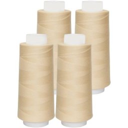 buttinette Set éco de fil pour surjeteuse, champagne, 4 bobines, grosseur : 120, 250 m