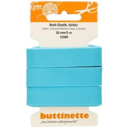 buttinette Ruban élastique ""large"", turquoise, largeur : 20 mm, longueur : 5 m