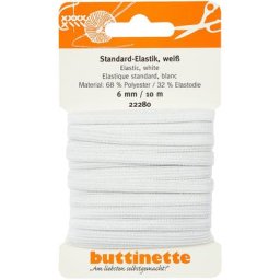 buttinette Ruban élastique ""standard"", blanc, largeur : 6 mm, longueur : 10 m