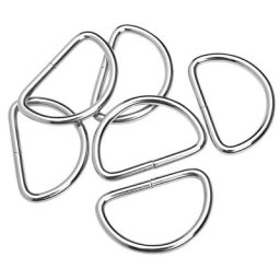 buttinette Demi-anneaux/anneaux en D, argent, 25 x 40 mm, 6 pièces