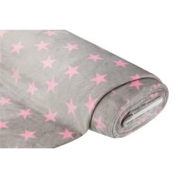 Tissu polaire « wellness - étoiles », gris clair/rose