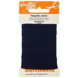 buttinette Biais élastique pré-plié, bleu marine, largeur : 2 cm, 5 m