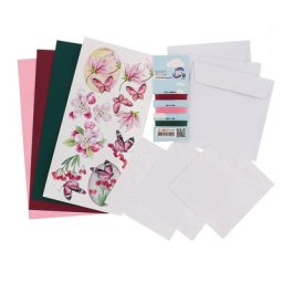 Kit créatif pour cartes à broder ""papillon rose