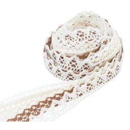 Galons en dentelle aux fuseaux, tons crème-marron, 10-12 mm, 5x 1 m