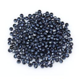 Perles en verre à facettes, bleu, 2 mm, 300 pièces