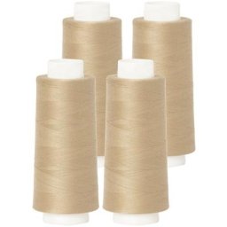 buttinette Set éco de fil pour surjeteuse, beige, 4 bobines, grosseur : 120, 2500 m