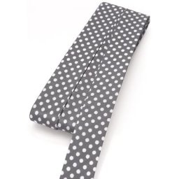 buttinette Biais en coton ""pois"", gris/blanc, largeur : 2 cm, longueur : 5 m