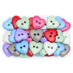buttinette Boutons ""coeur"", 15 mm, 50 pièces
