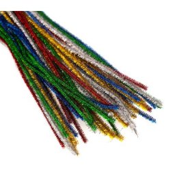 Fil chenille scintillant, 5-6 mm x 50 cm, 50 pièces