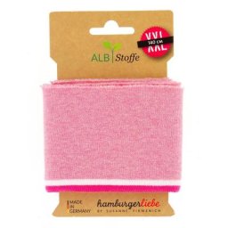 Albstoffe Bande bord-côte coton bio ""Cuff Me College"", rose multicolore, 1,1 m