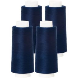 buttinette Set éco de fil pour surjeteuse, bleu marine, 4 bobines, grosseur : 120, 2500 m