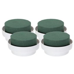 Briques de mousse florale mouillable, cylindriques, 10 cm Ø, 4 pièces