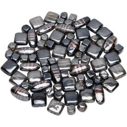Perles en verre, noir, 10–22 mm, 150 g