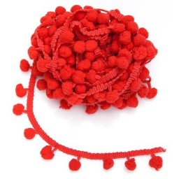 Galon de pompons, rouge