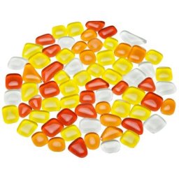 Tesselles en verre doux, tons rouge/jaune, forme polygonale, 10 - 20 mm, 200 g