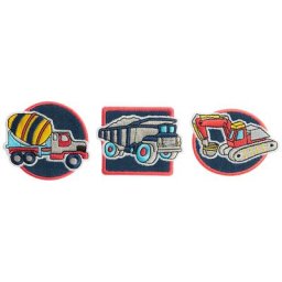buttinette Écussons ""engins de chantier"", 4,8 - 6,5 cm, 3 pièces