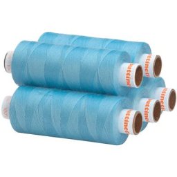 buttinette Lot de 5 bobines de fil à coudre universel, turquoise clair, grosseur : 100