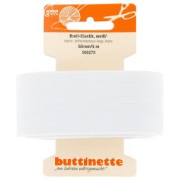 buttinette Ruban élastique ""large"", blanc, largeur : 50 mm, longueur : 5 m