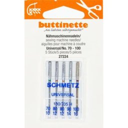 buttinette Aiguilles pour machine à coudre ""universel"", épaisseur : 70 - 100, 5 pièces