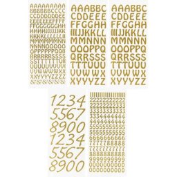 Stickers ""chiffres et lettres"", doré, 23 x 10 cm, 5 feuilles
