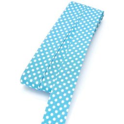 buttinette Biais en coton ""pois"", turquoise/blanc, largeur : 2 cm, longueur : 5 m