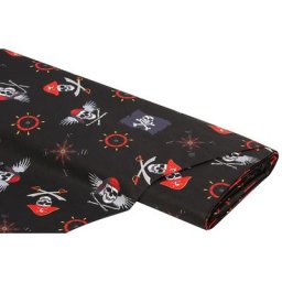 Tissu coton ""pirates & Cie."", noir/multicolore