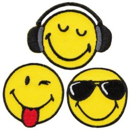 Écussons ""Smiley®Cool"", dim. : 3,5 - 4,9 cm, contenu : 3 pièces