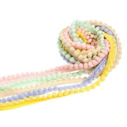 Set de galons de pompons, tons pastel, 10 mm, 5x 1 m