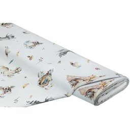 Tissu occultant ""animaux de la forêt nostalgiques"", crème/multicolore