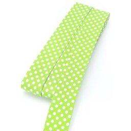buttinette Biais en coton ""pois"", vert clair/blanc, largeur : 2 cm, longueur : 5 m