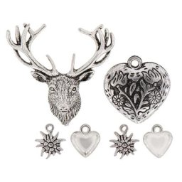 Pendentifs ""tyrolien"", argenté, 13–50 mm, 6 pièces