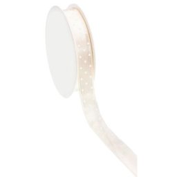 Ruban satin ""pois"", crème, 15 mm, 10 m
