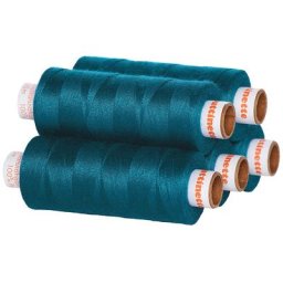 buttinette Lot de 5 bobines de fil à coudre universel, bleu pétrole, grosseur : 100