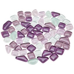 Tesselles en verre doux, tons violet, forme polygonale, 10 - 20 mm, 200 g