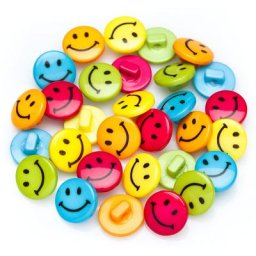 buttinette Boutons ""visage souriant"", 15 mm Ø, 30 pièces