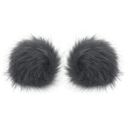buttinette Pompons en imitation fourrure, gris, 12 cm Ø