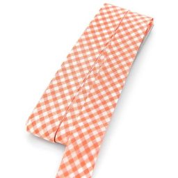 buttinette Biais en coton ""carreaux vichy"", orange/blanc, largeur : 2 cm, 5 m