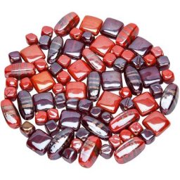 Perles en verre, rouge, 10–22 mm, 150 g