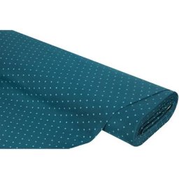 Tissu sweat-shirt ""pois"", pétrole/turquoise