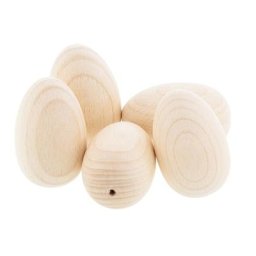 Œufs en bois brut, 6 cm, 5 pièces