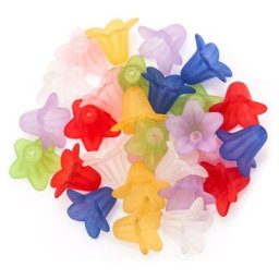 Perles acryliques ""fleurs"", multicolore, 15 mm, 28 pièces