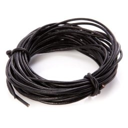 Cordons en cuir, noir, 2 mm, 5x 2 m