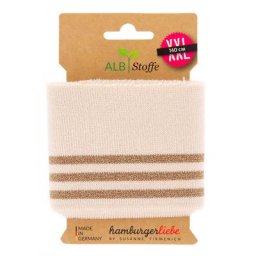 Albstoffe Bande bord-côte coton bio ""Cuff Me Glam"", écru/or, scintillant, 1,1 m