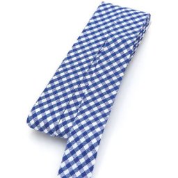 buttinette Biais en coton ""carreaux vichy"", bleu/blanc, largeur : 2 cm, 5 m