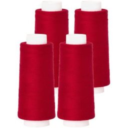 buttinette Set éco de fil pour surjeteuse, rouge, 4 bobines, grosseur : 120, 2500 m