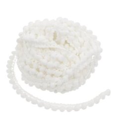 Galon de pompons, blanc, 8 mm, 5 m