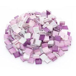 Tesselles en verre doux, violet/lilas/rose/blanc, 10 x 10 mm, 200 g