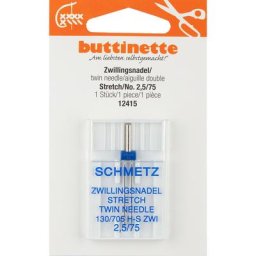 buttinette Aiguilles doubles ""Stretch"", épaisseur : 75, distance aiguilles : 2,5 mm